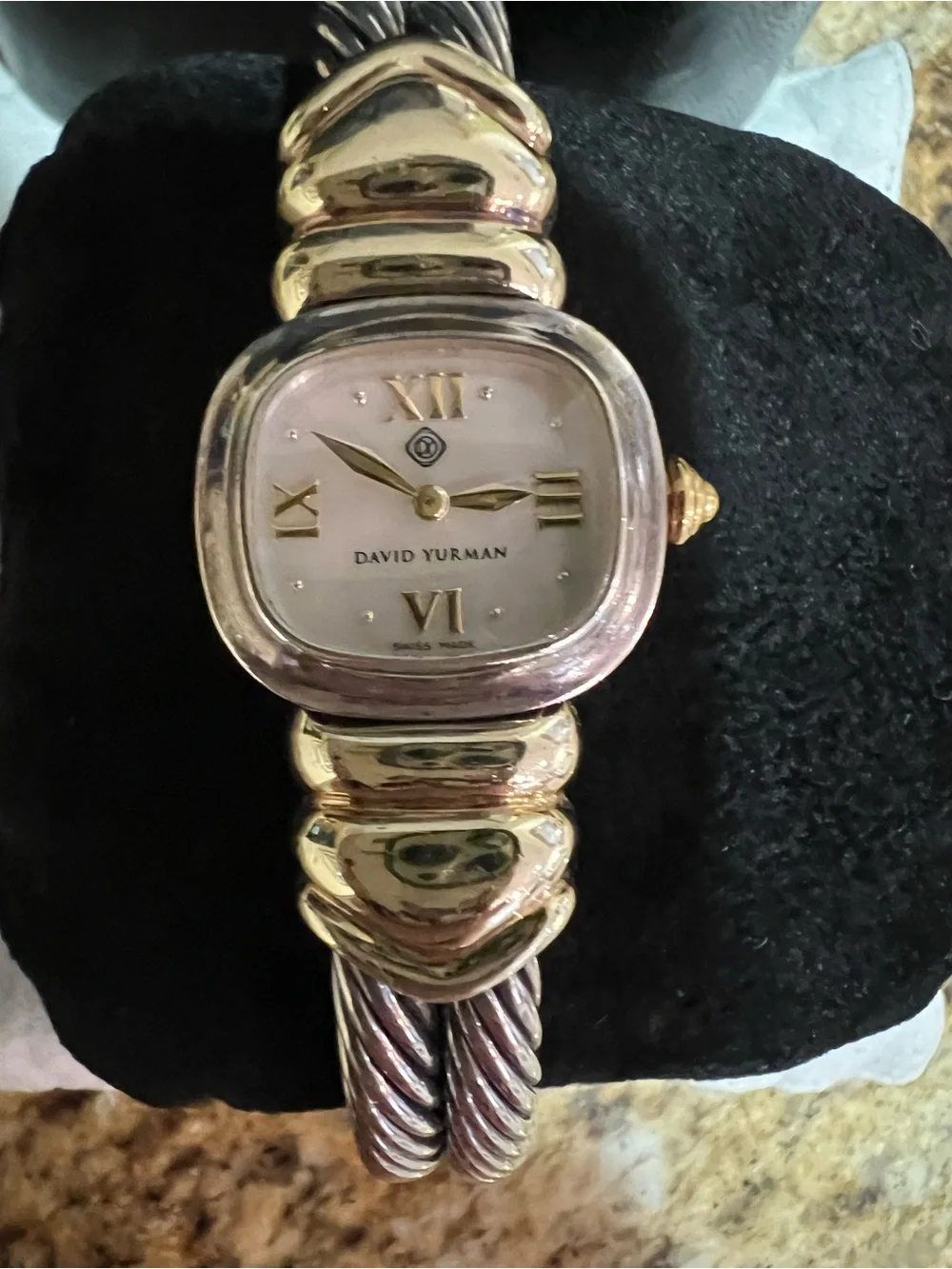 David Yurman Two-Tone Cable Bracelet Watch in Silver and Gold